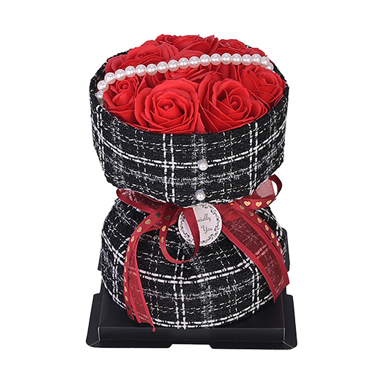 Букет oт  Сапунени Рози и Перли Iguana For You , 22см x17см, Червен