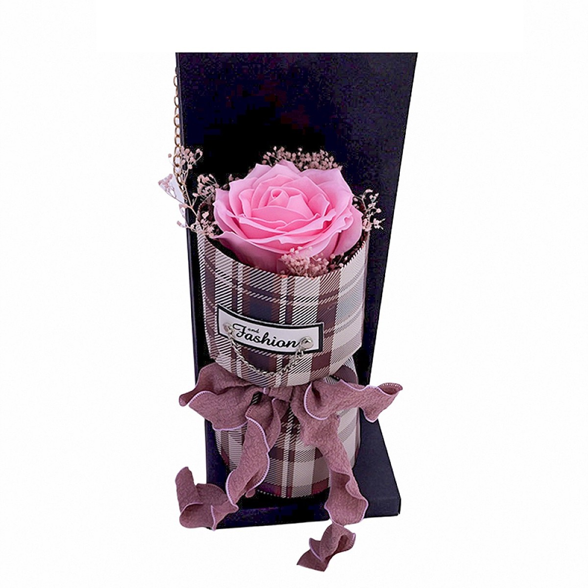 Букет Сапунена Роза в Луксозна Подаръчна Опаковка Iguana Fashion , 21см x10см, Pink