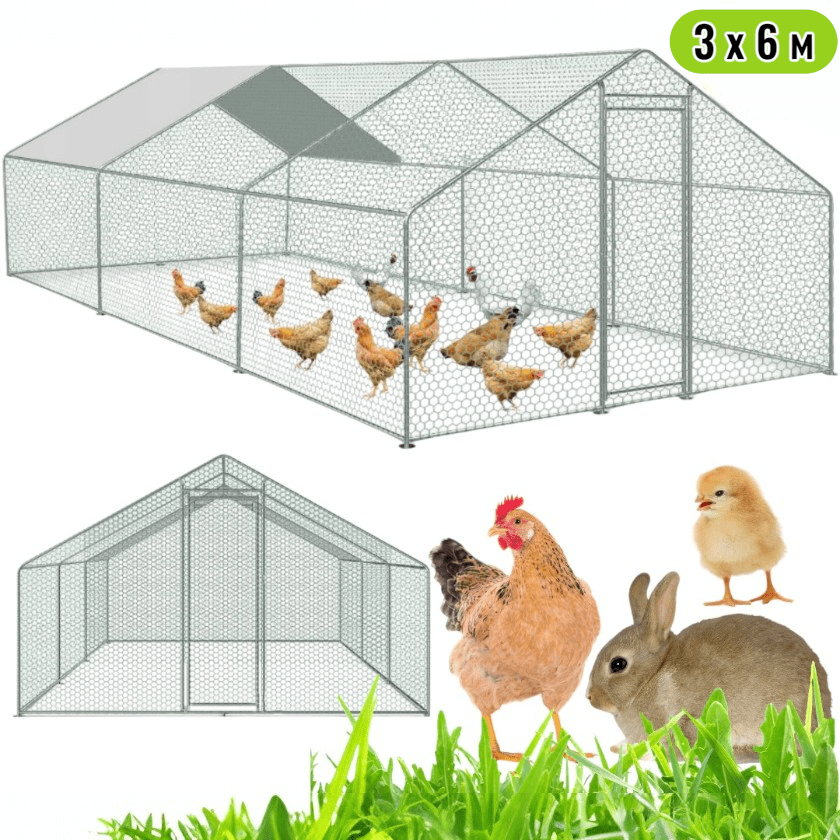 Птичарник 3x6x2м – Волиера, клетка за пилета, кокошки и други животни