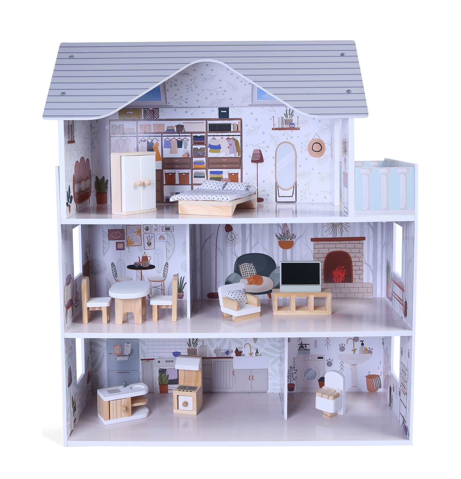 Дървена Kъща за кукли Сара