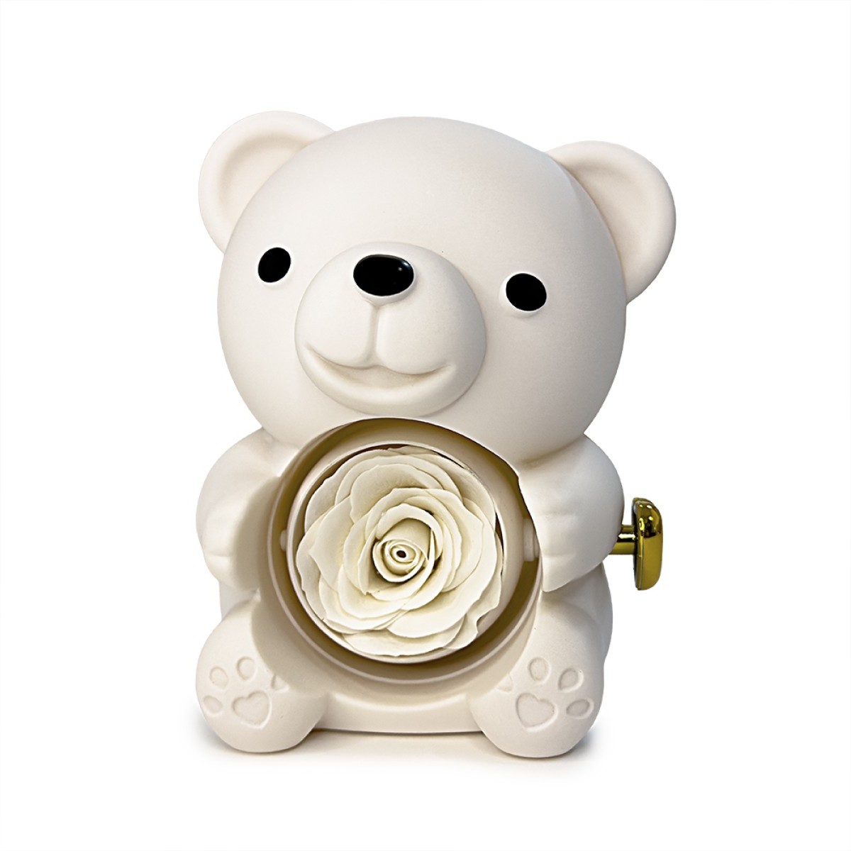 Мече на Любовта Прегърнало Кутийка Сапунена , Iguana Teddy Bear Rotating Jewelry Box, акрил, Бял, 16 см