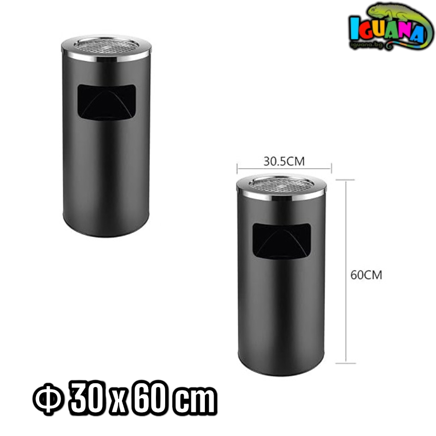 Външен Пепелник с Кош за Боклук от Неръждаема Стомана Ф 30×60 см