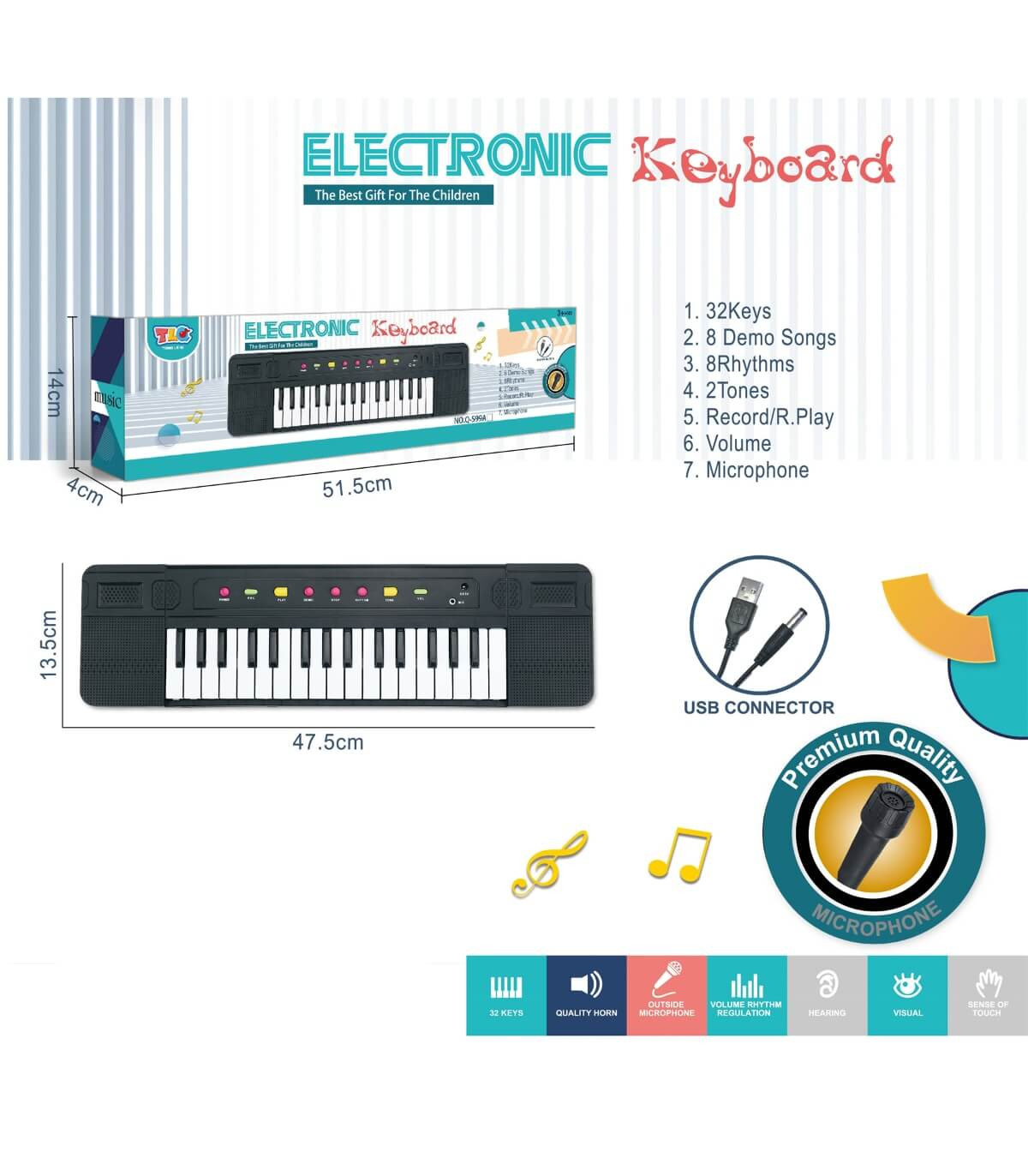 Пиано 32 Клавиша с USB и Микрофон