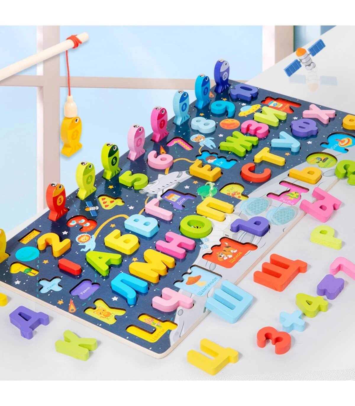 Дървен Магнитен Риболов с Цифри и Букви на Кирилица