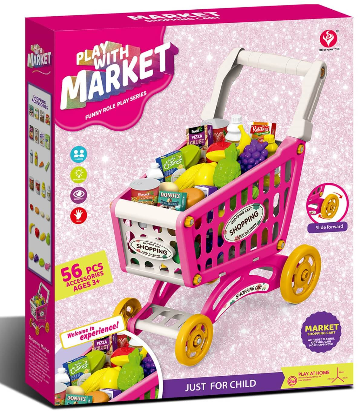 Детска Голяма Количка за Пазаруване 60 Части