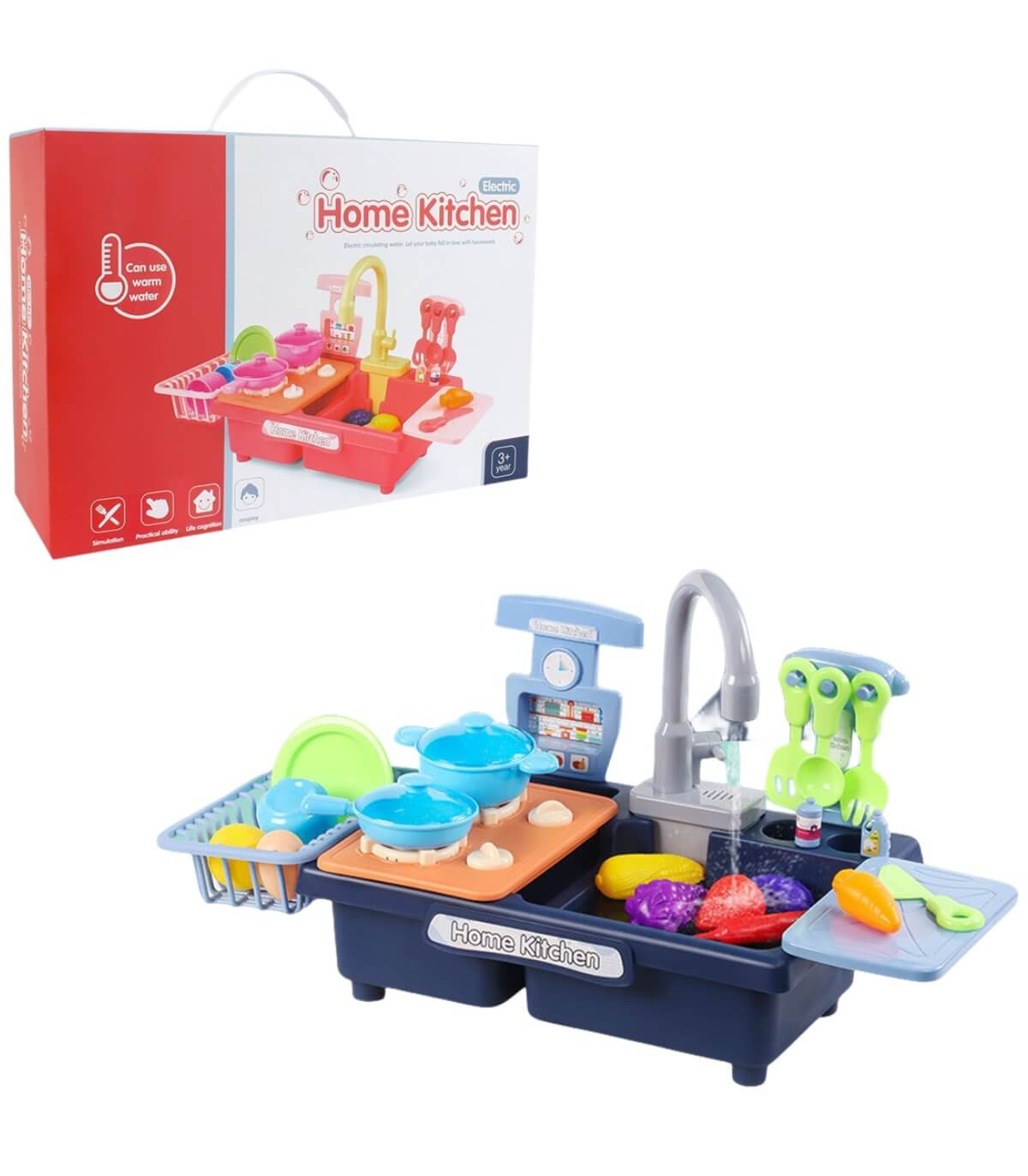 Детска Мивка с Течаща Вода и Продукти