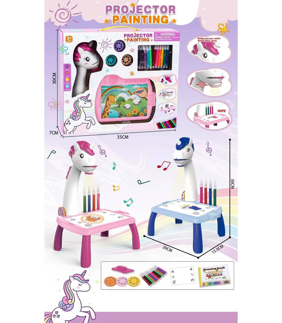 Маса за Рисуване с Проектор Еднорог