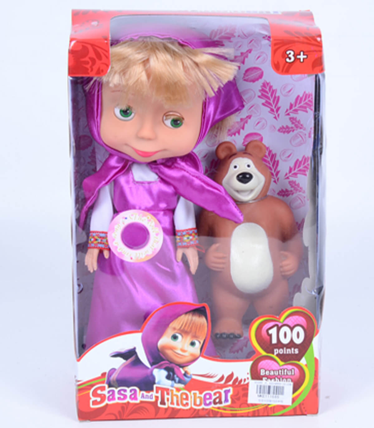 МУЗИКАЛНА КУКЛА МАША С МИГАЩИ ОЧИ И МЕЧОК