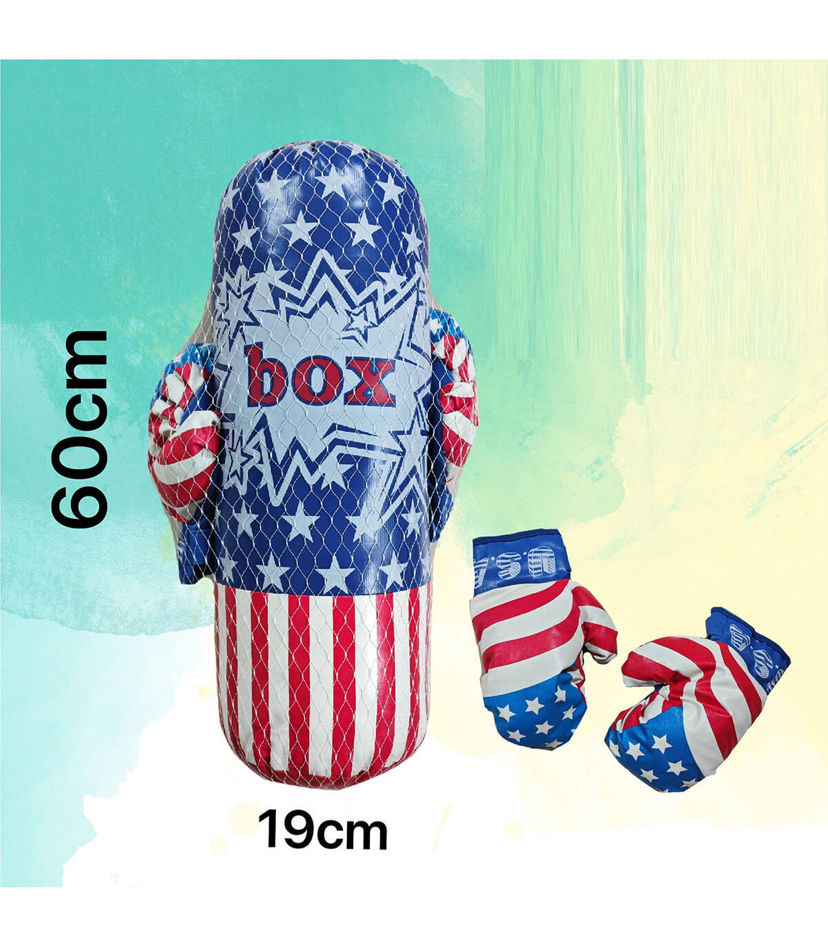 ДЕТСКА БОКСОВА КРУША С РЪКАВИЦИ САЩ 60 СМ