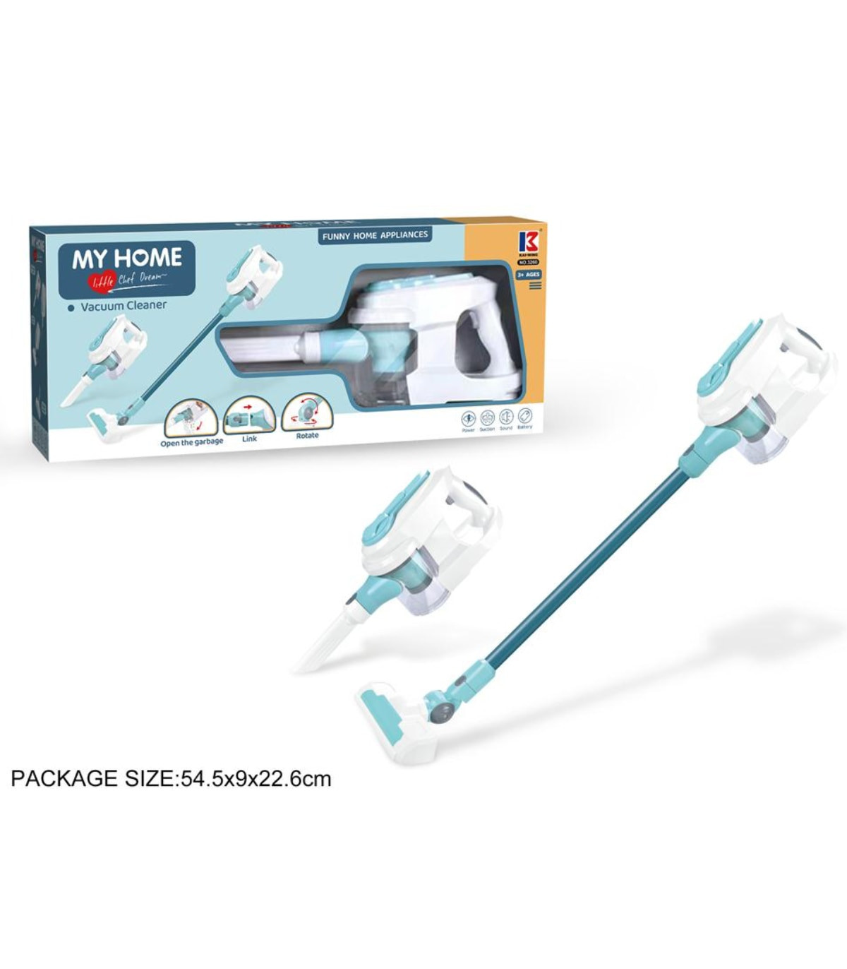 Голяма Прахосмукачка Вертикална 54 см, Засмукваща функция, 2 приставки, Звук и контейнер за боклук