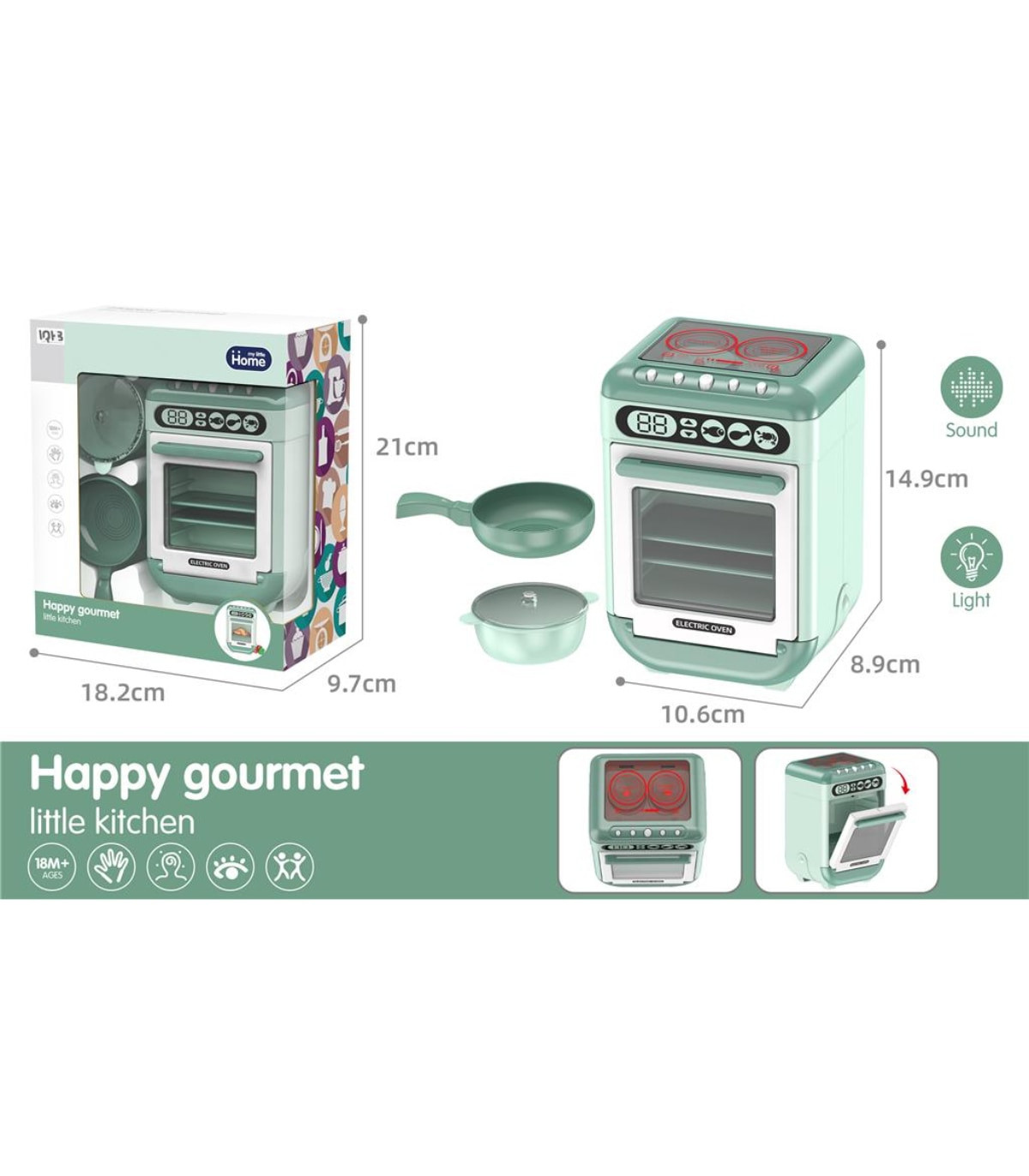 Детска Готварска Печка с Тенджера и Тиган, Звук и Светлина, Happy Gourmet