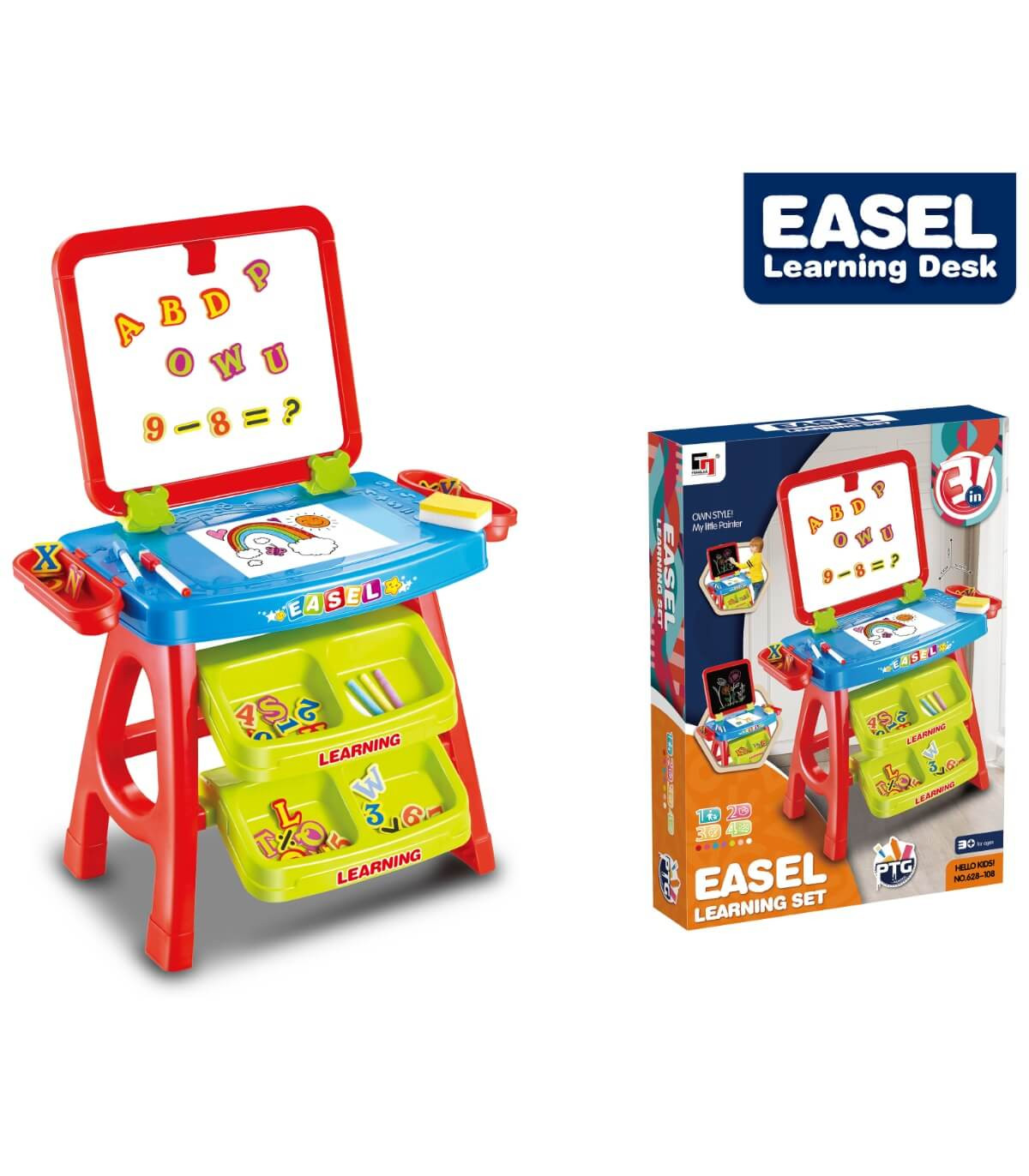 Учебна Маса с Дъска за Рисуване и Писане Easel