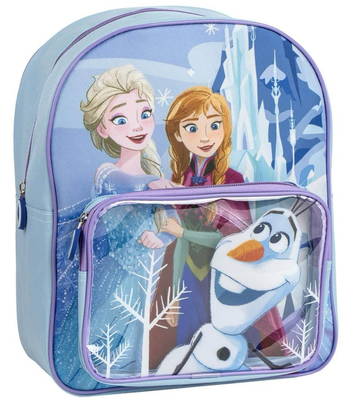 Раница за детска градина с голям и малък джоб Frozen Elsa Anna Olaf, Замръзналото кралство Елза, Анна и Олъф
