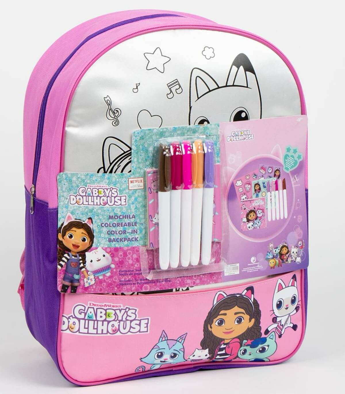 Детска Раница за Оцветяване Габи Gabby's Dollhouse с маркери и стикери 