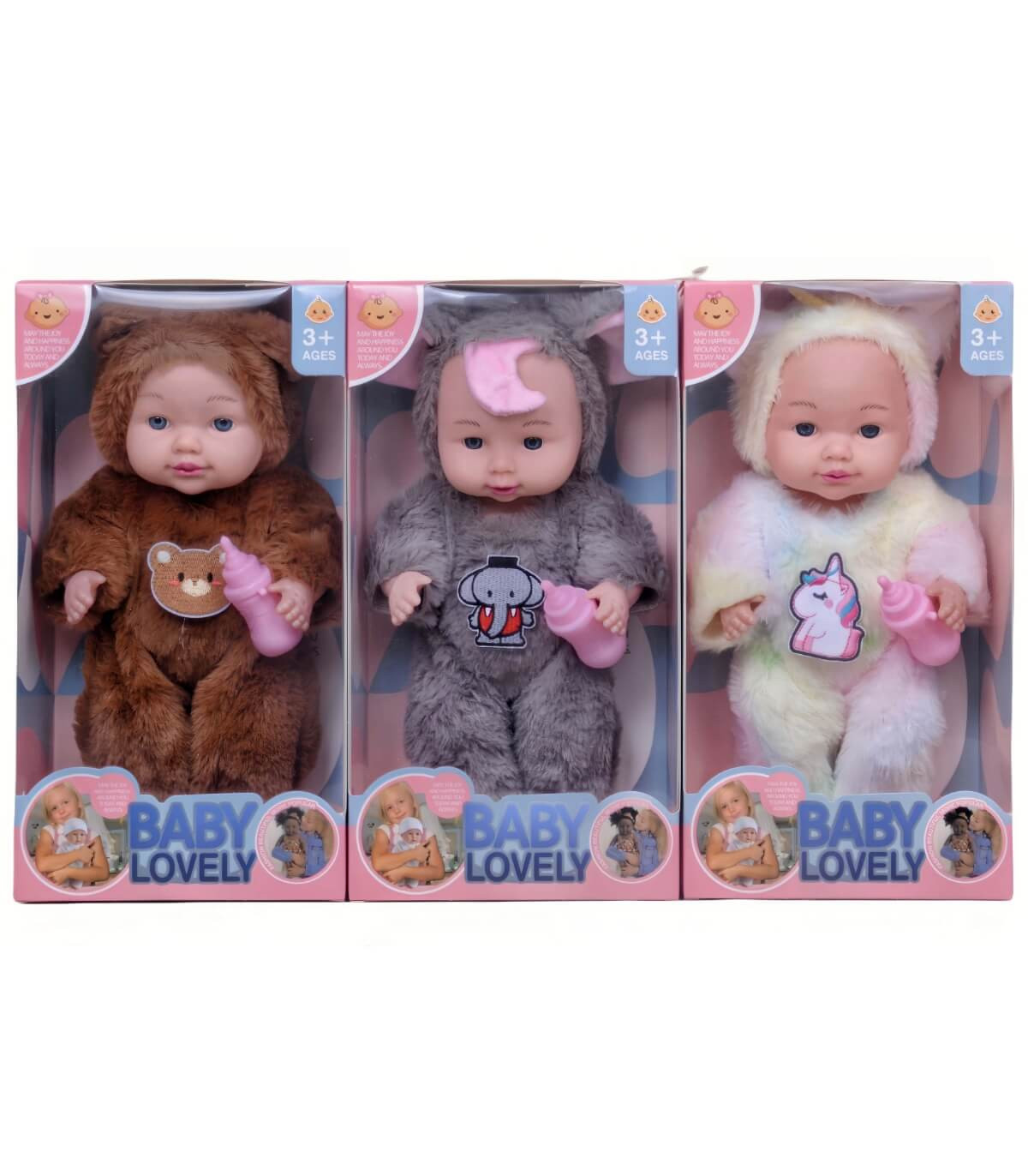 Кукла Бебе с Плюшени Дрехи на Животни 3 Вида