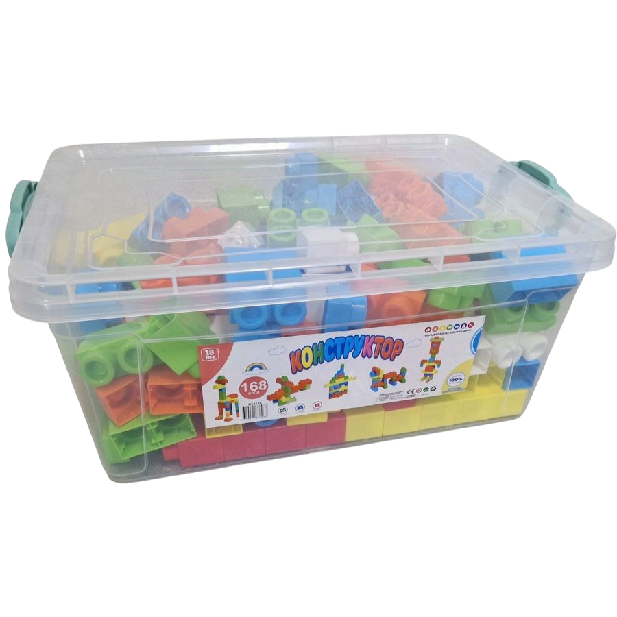 Конструктор Едри Части 168 Елемента в Пластмасова Кутия с Закопчалки 48×24×33 см