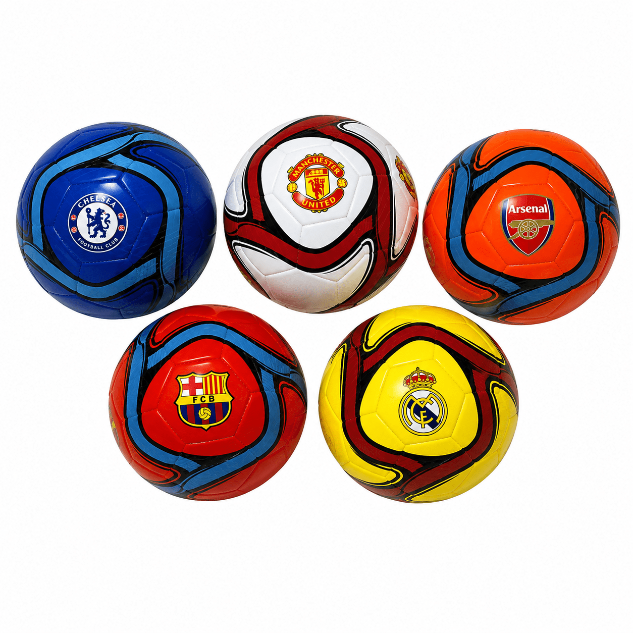 Футболна Топка на Отбори Manchester United, Chelsea, Real Madrid, Barcelona, Arsenal Размер 5 за Тренировки и Игра