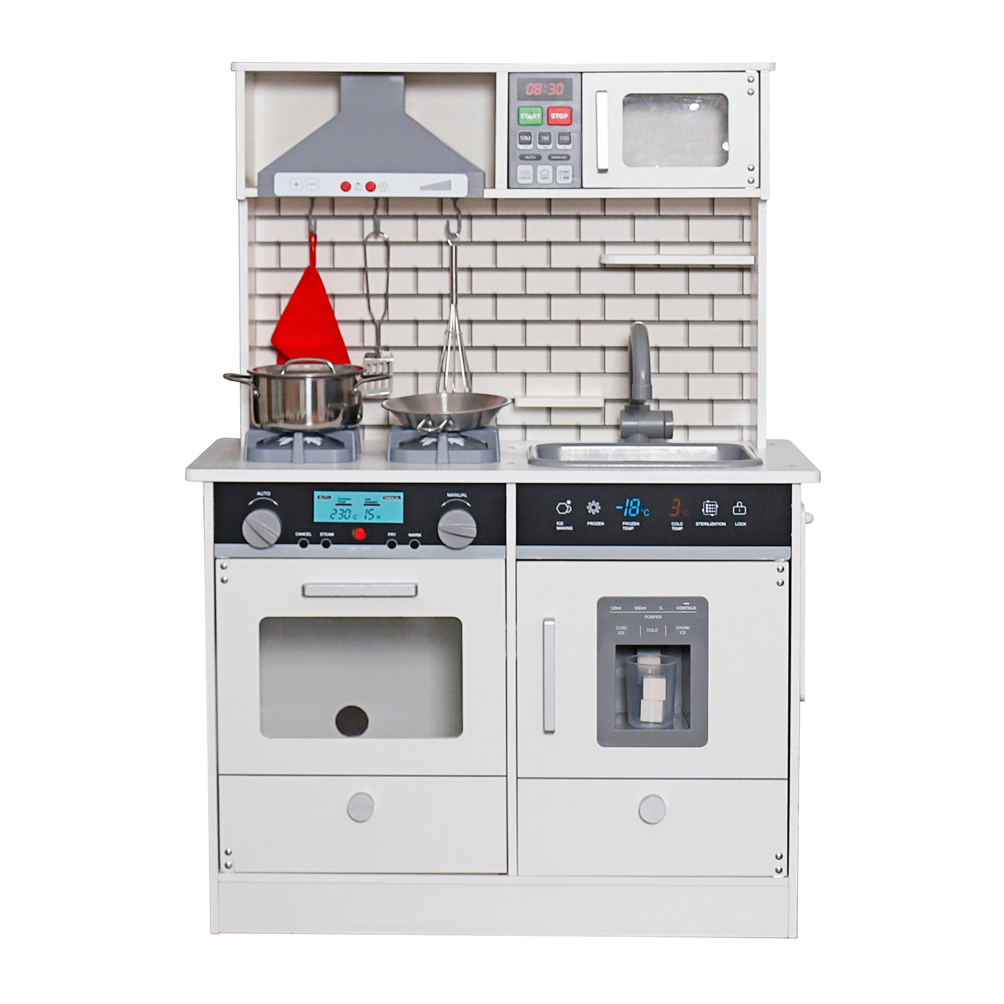 Детска Дървена Кухня  със Звук, Светлина, Бяла 