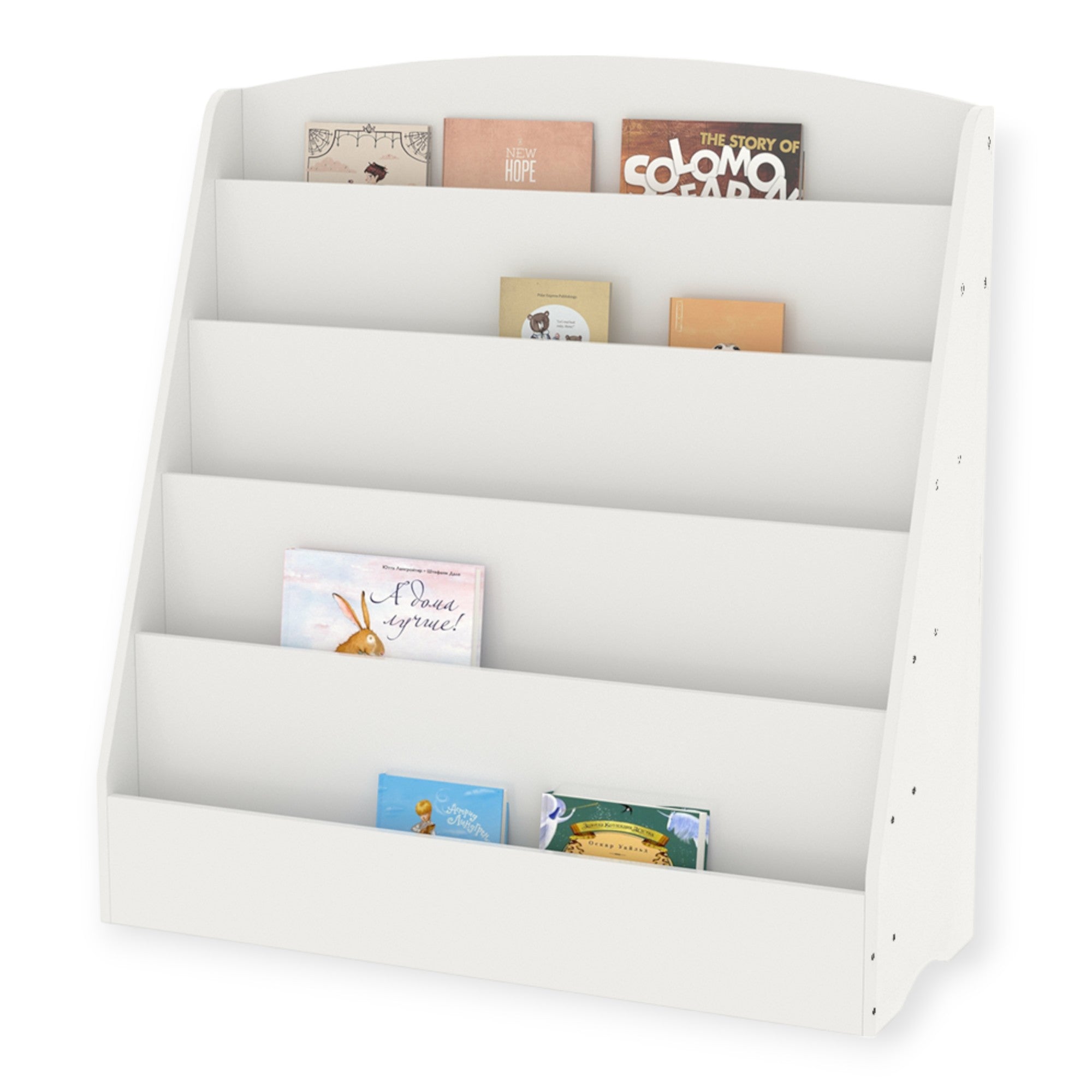 Детска Етажерка , Органайзер с Рафтове за Книжки и Списания, Дървена, Бяла, 80х30х80 см.