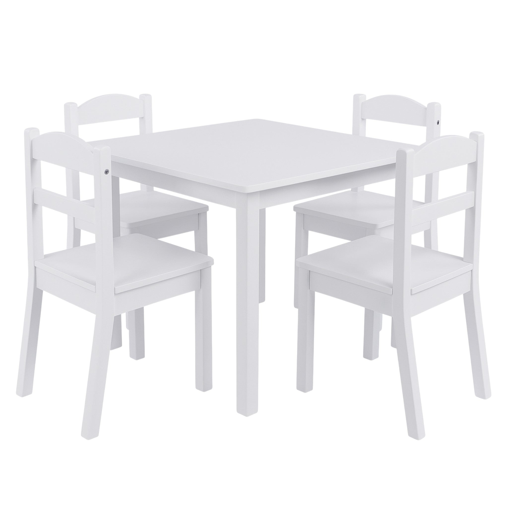 Детска Маса с 4 Столчета , Дървен Комплект за Игра и Учение, Бял, 66x56x48 см