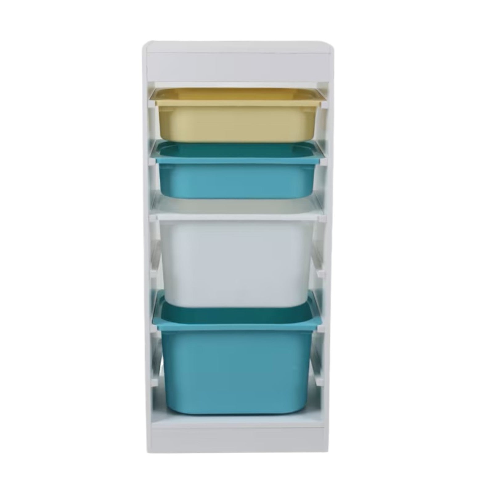 Детски Шкаф , Етажерка за Играчки с 4 Кутии за Съхранение, Бял