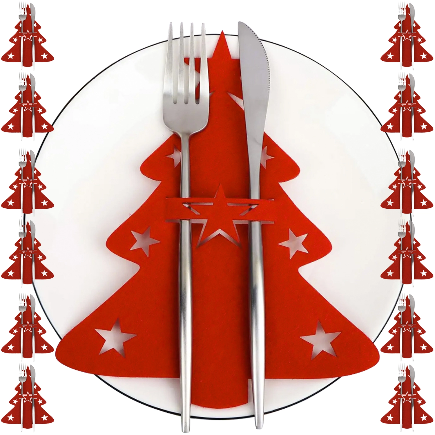 Коледни подложки за прибори, Коледен комплект калъфи от филц за Коледна трапеза