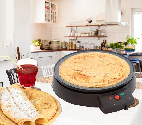 Електрически котлон за палачинки, 29см, 900W, ел. тиган с незалепващо покритие, терморегулатор с 5 степени на нагряване
