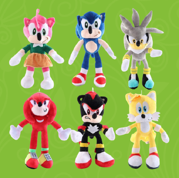 ПРОМО комплект 6 броя плюшени фигурки 45см СОНИК, SONIC
