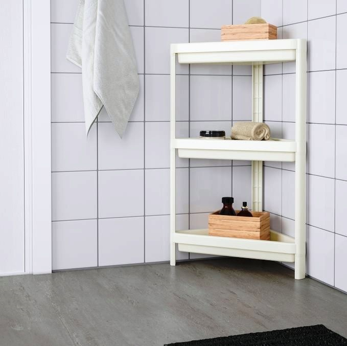 Ъглова етажерка за баня, 3 нива, 71х33х33см