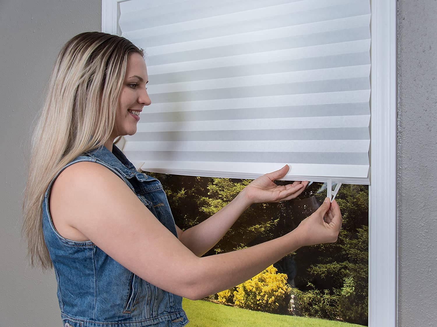 Плисирана щора, 190х90см, бяла, UV устойчив плат