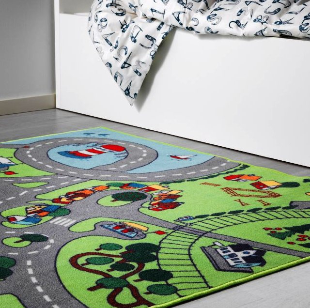 Детски килим градска карта с парк, цирк и футболно игрище 133х130см
