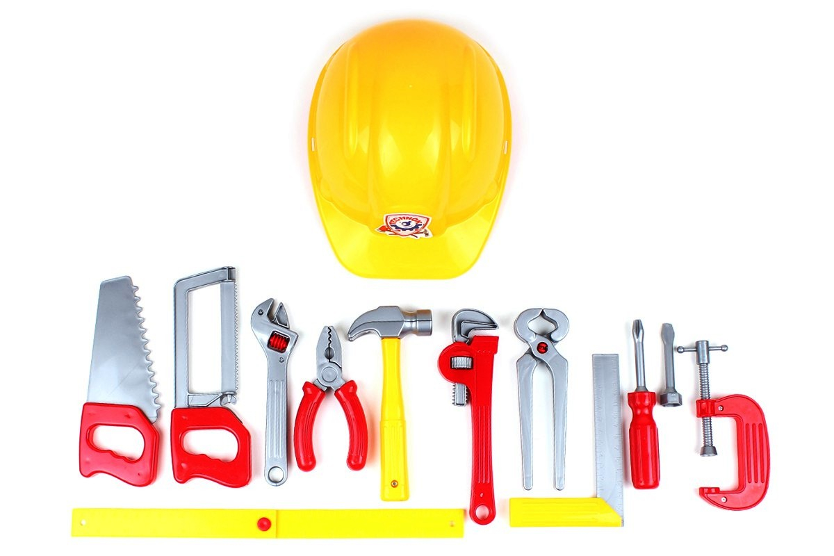Строителен комплект с каска и 12 инструмента, TECHNOK, Украинска,