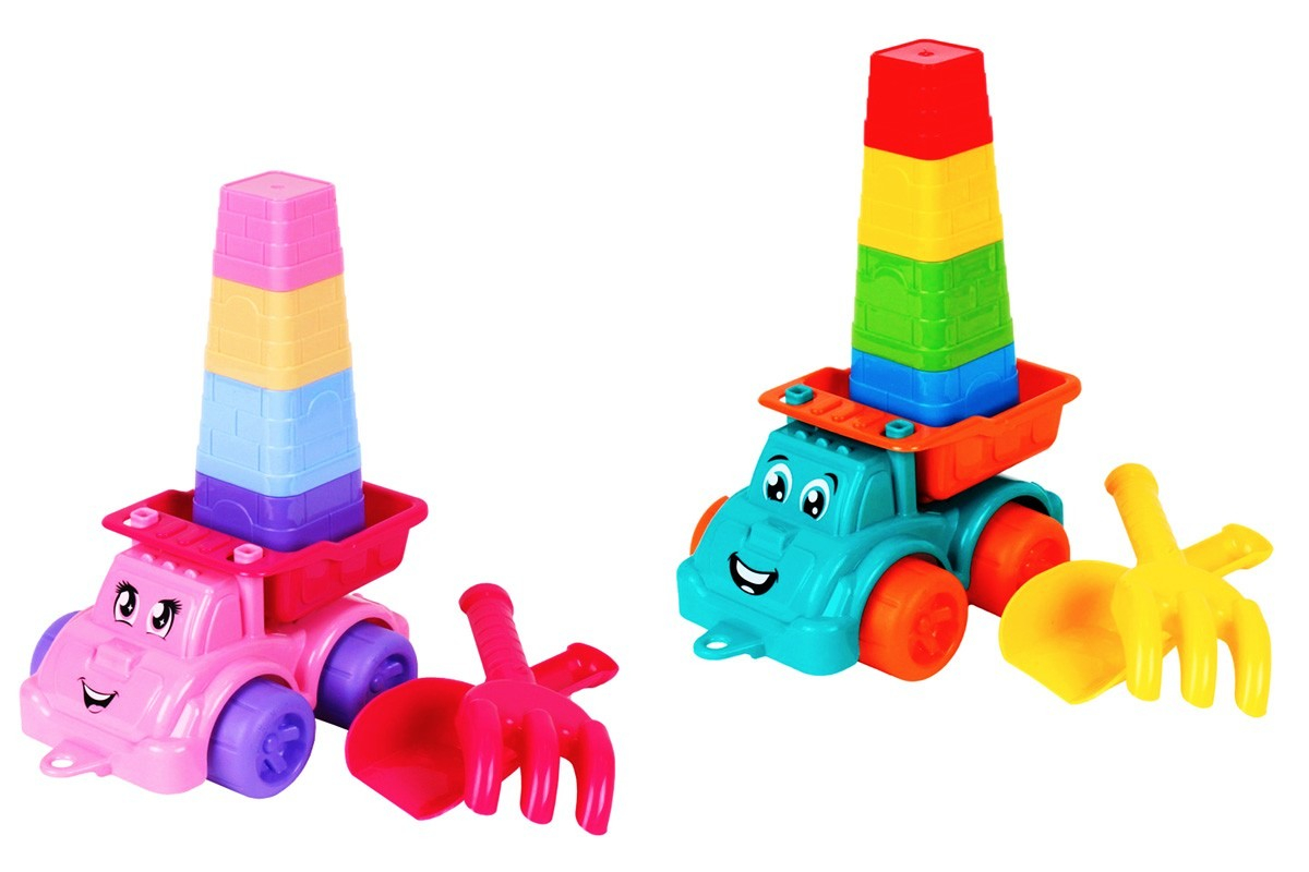 Камион за пясък с формички пирамида, два цвята, 22х13х17см, TECHNOK, Украйна