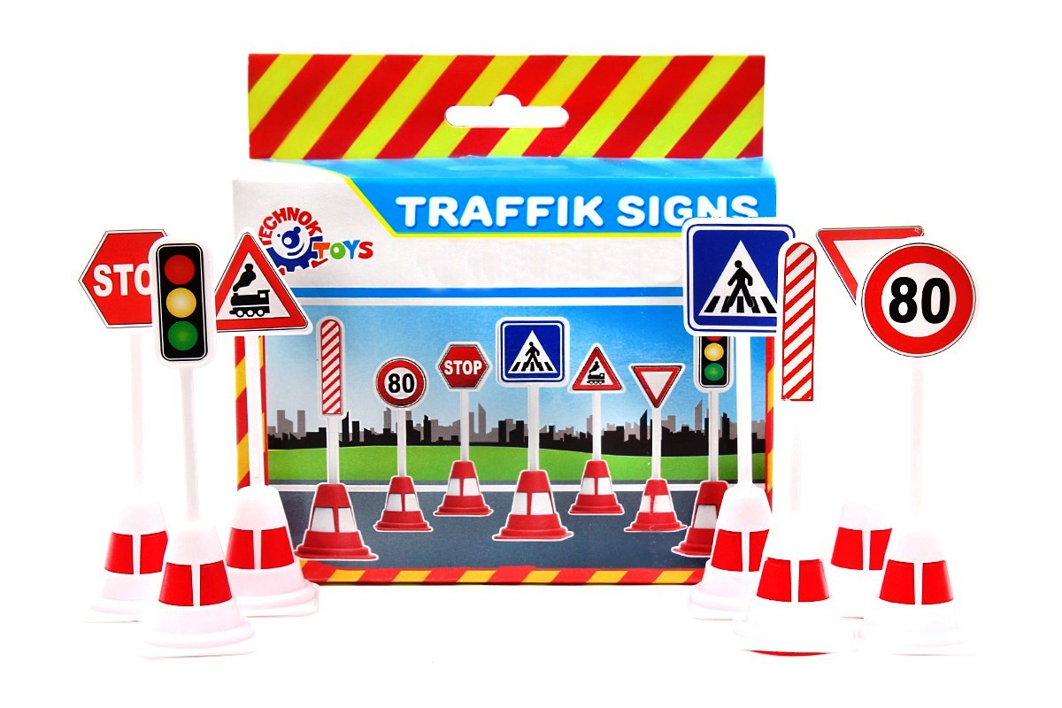 Комплект 7 пътни знаци, детски комплект за пътна безопасност TECHNOK, Украйна