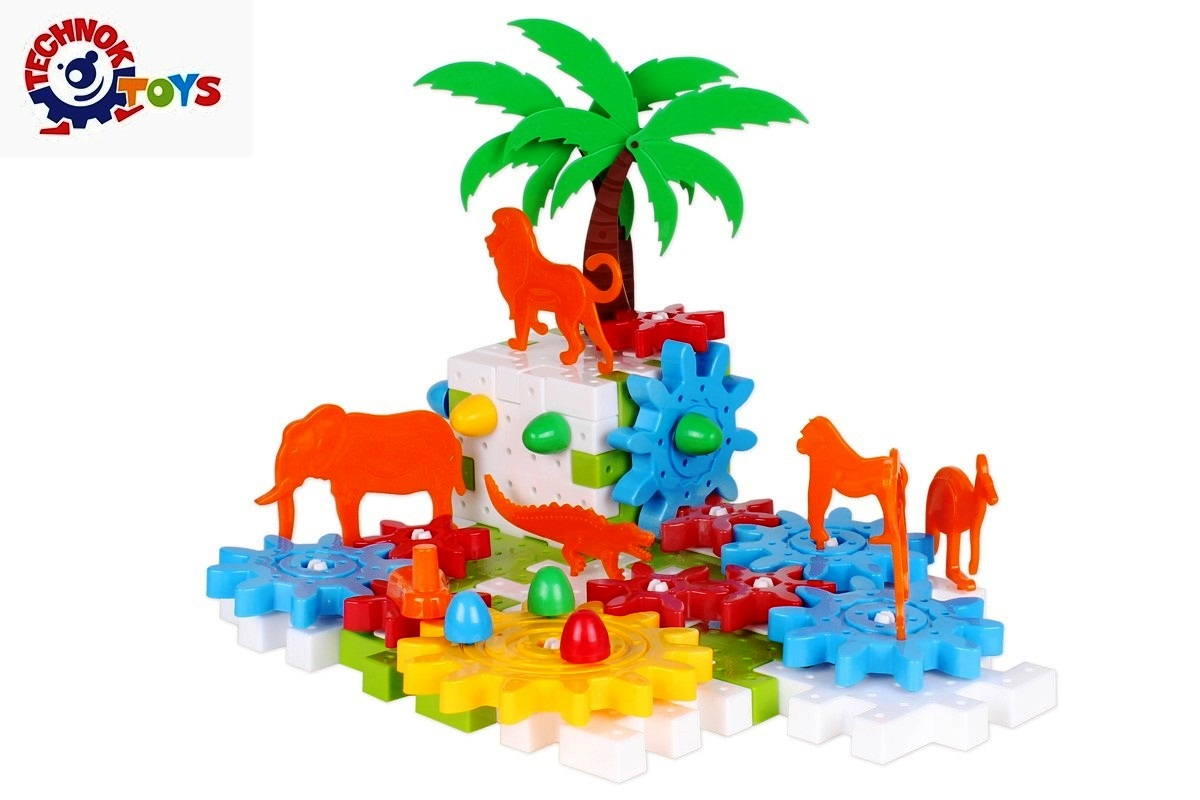 Конструктор с въртящи се елементи и животни в куфарче, 103 части TECHNOK, Украйна