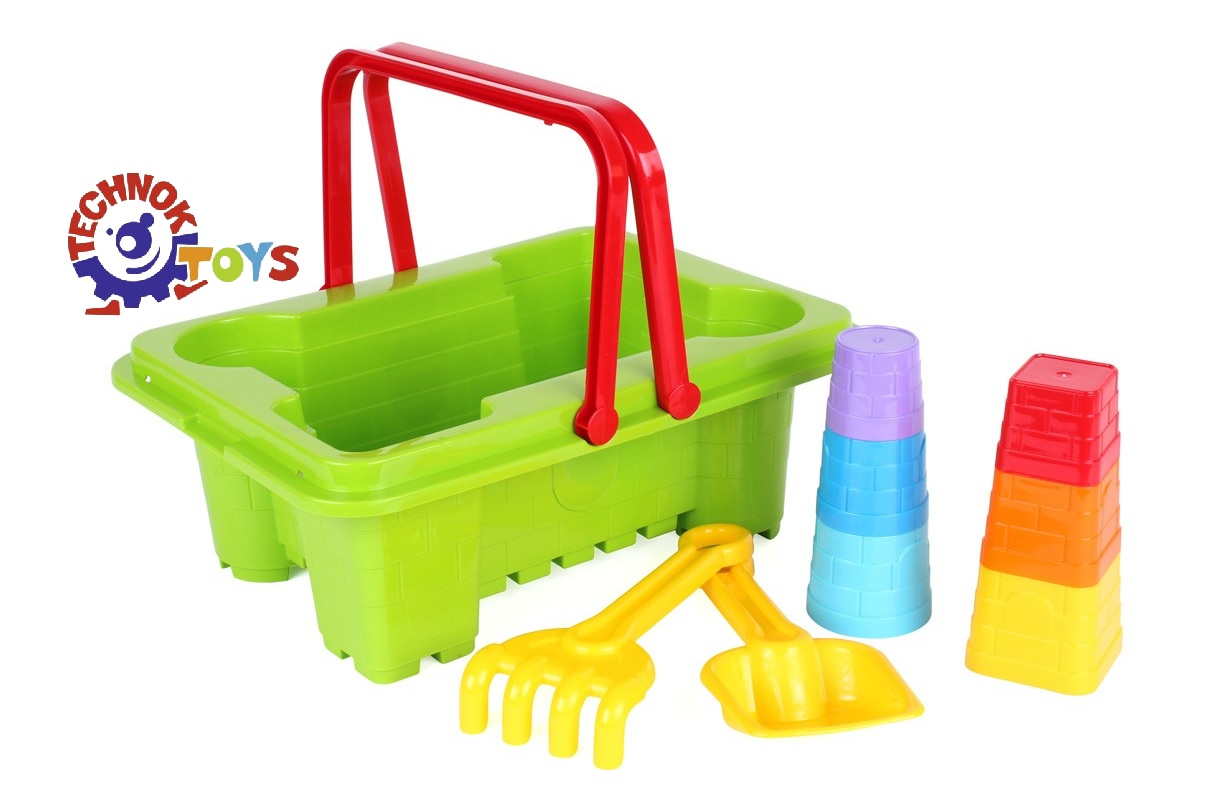 Комплект за пясък с Голяма кофичка с формата на крепост и аксесоари, TECHNOK, Украйна