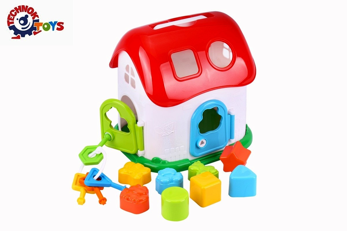 Къщичка за сортиране с ключове, сортер с геометрични фигури и животни, TECHNOK, Украйна