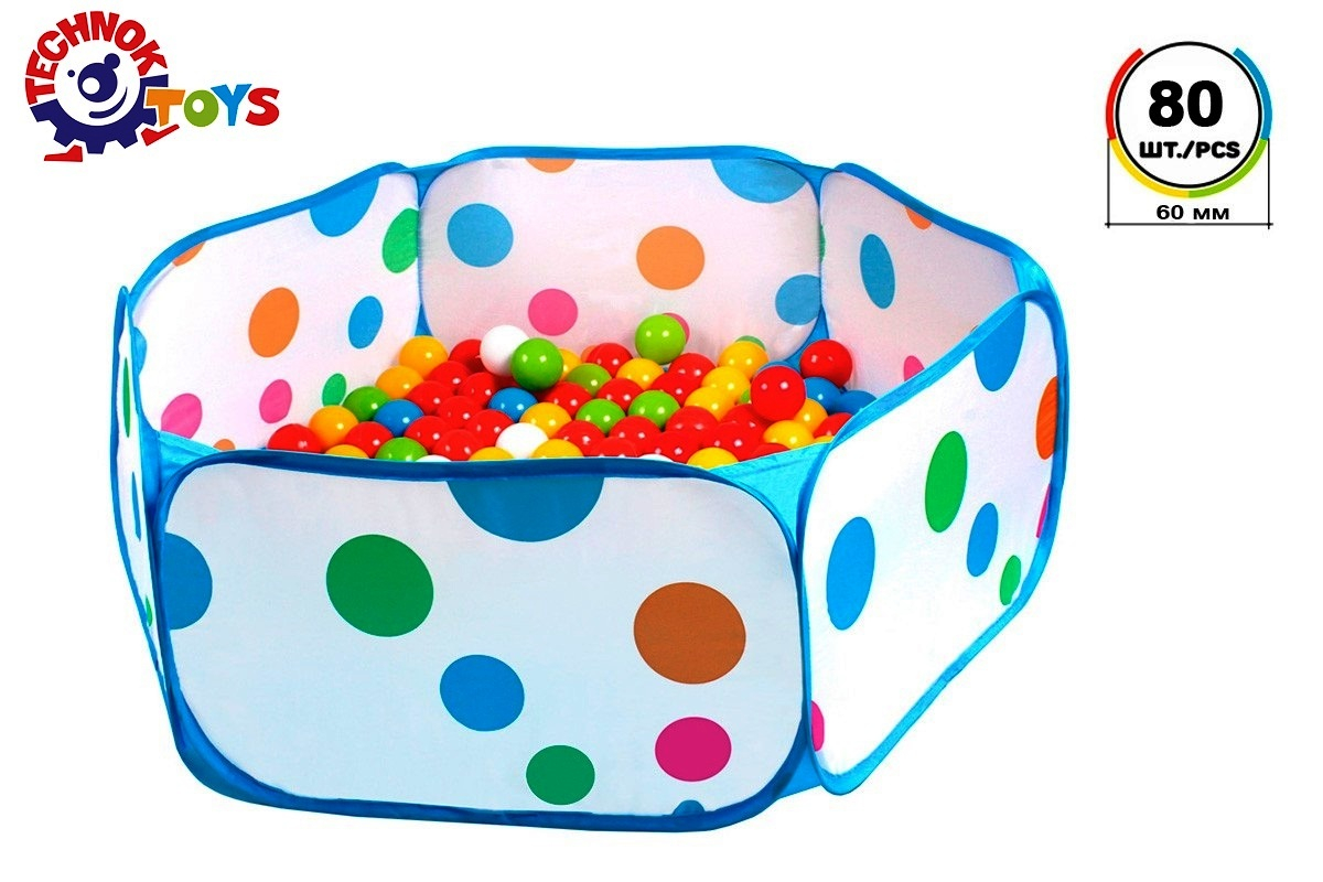 Сух басейн за игра с 80бр. цветни топки 100х80х30см TECHNOK, Украйна