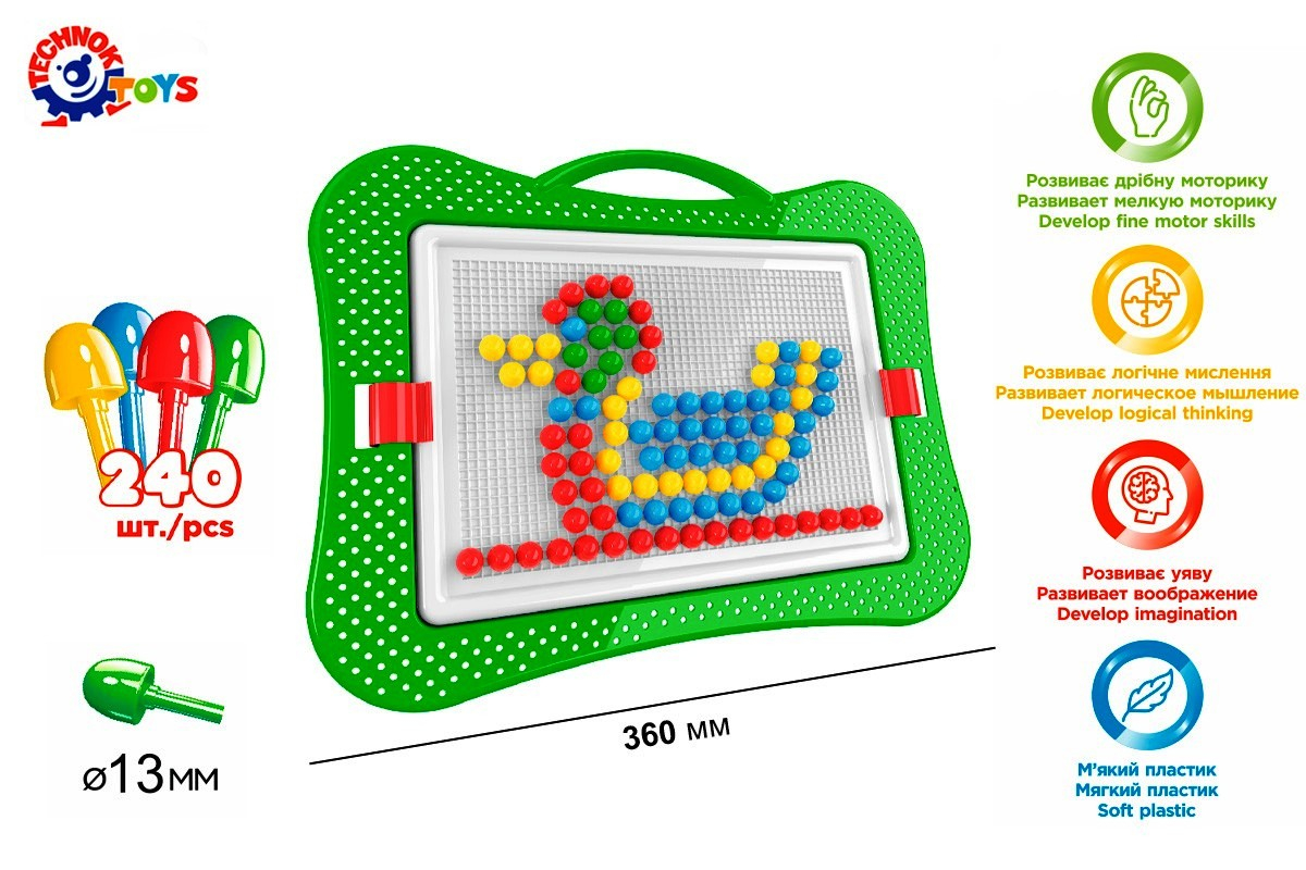 Мозайка 240 части, размер на елемента 13мм, TECHNOK, Украйна