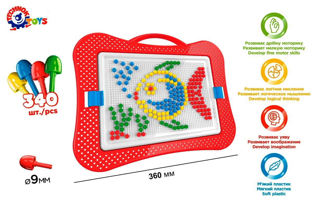 Мозайка 340 части, размер на елемента 9мм, TECHNOK, Украйна