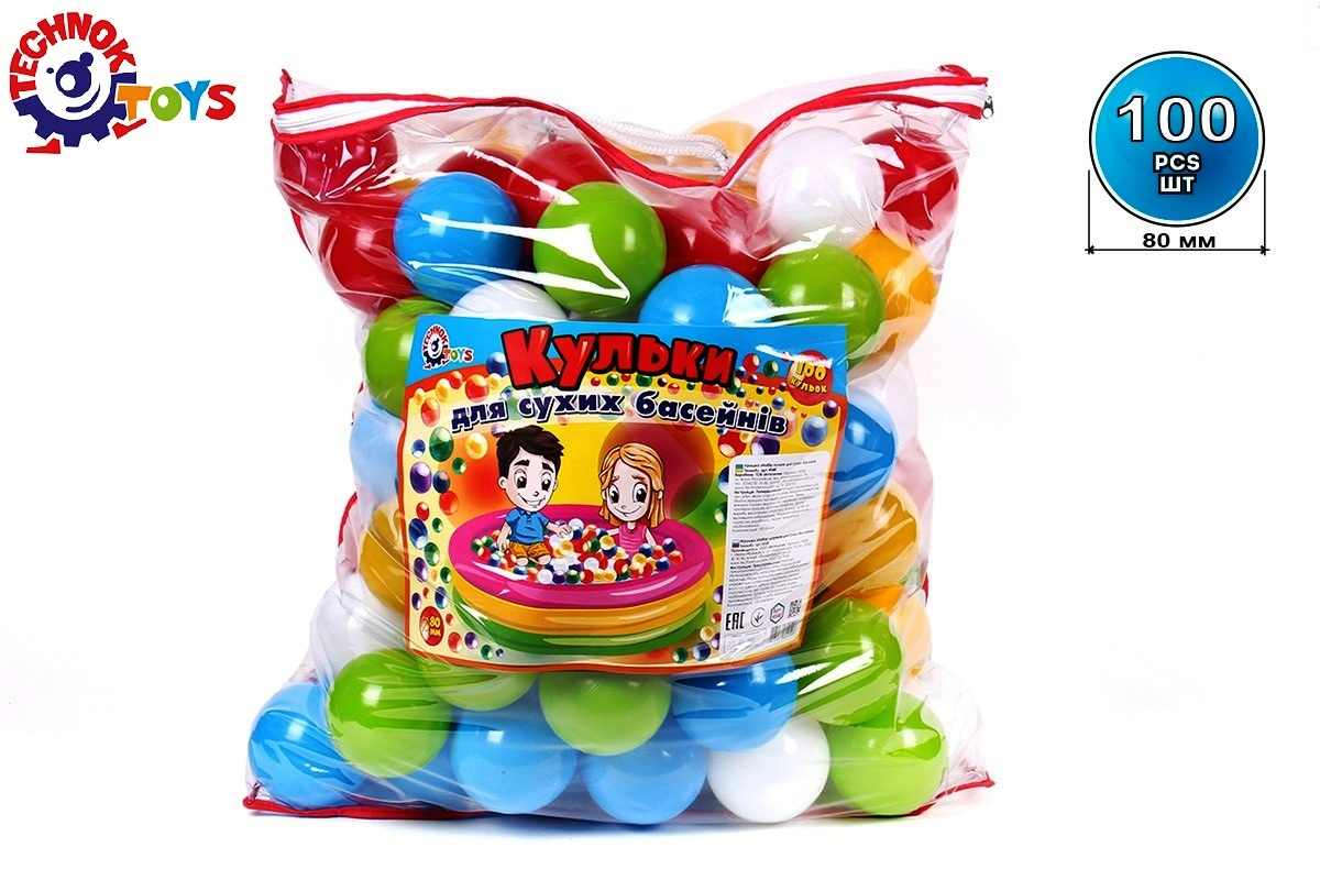 Професионален к-т 100 бр. меки топки издържащи тегло до 80 кг 52х49х30см TECHNOK, Украйна