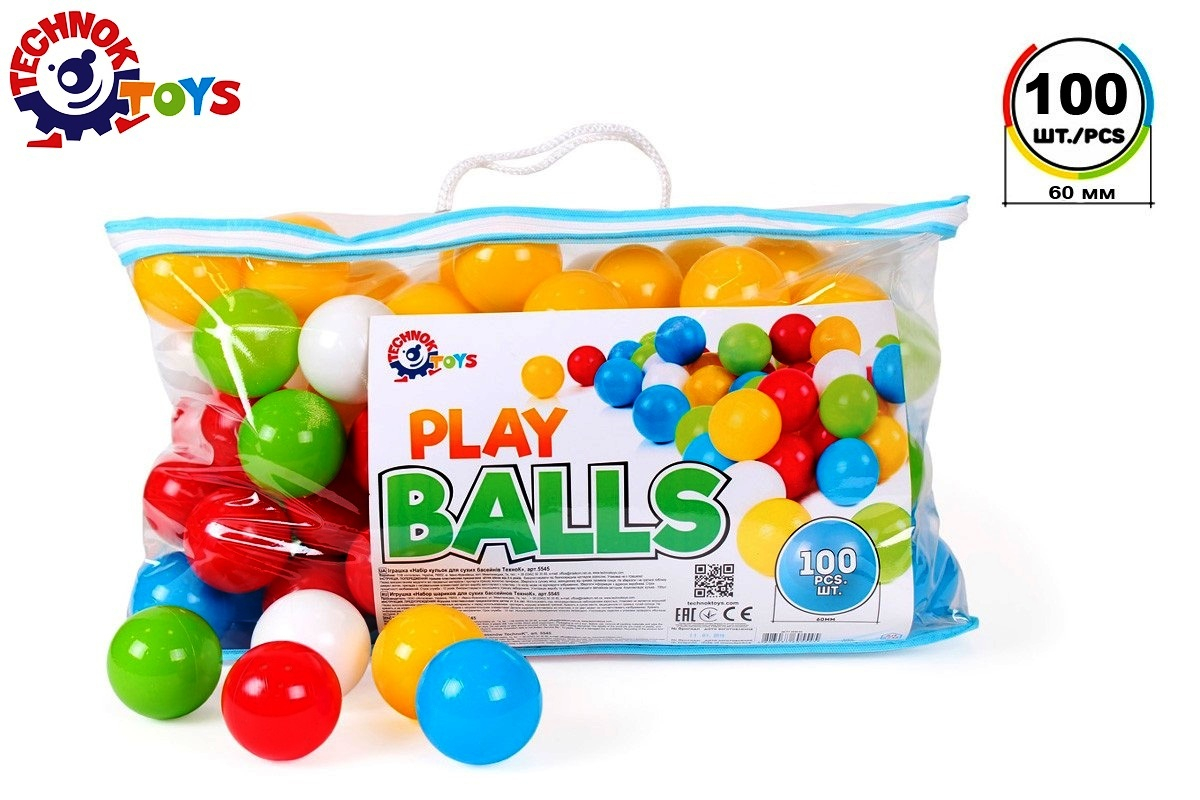 Професионален к-т 100 бр. меки топки издържащи тегло до 80 кг 49х28х22см TECHNOK, Украйна