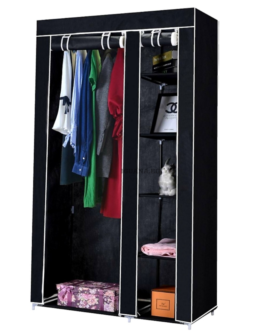 Текстилен гардероб с 2 отделения 100х46х174см сгъваем