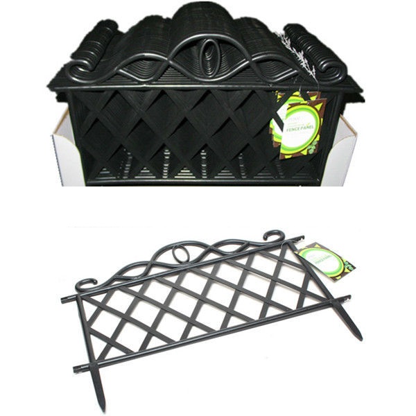 Декоративна ограда, 3 части, 141х36см, черен цвят