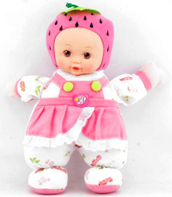 Меко бебе с шапчица ягодка и ЗВУК, височина 30см