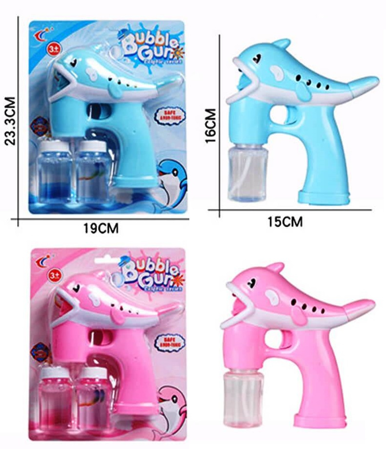 Пистолет рибка за сапунени балони на батерии, два цвята