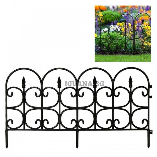Декоративна ограда, 6части, 414х39см, черна