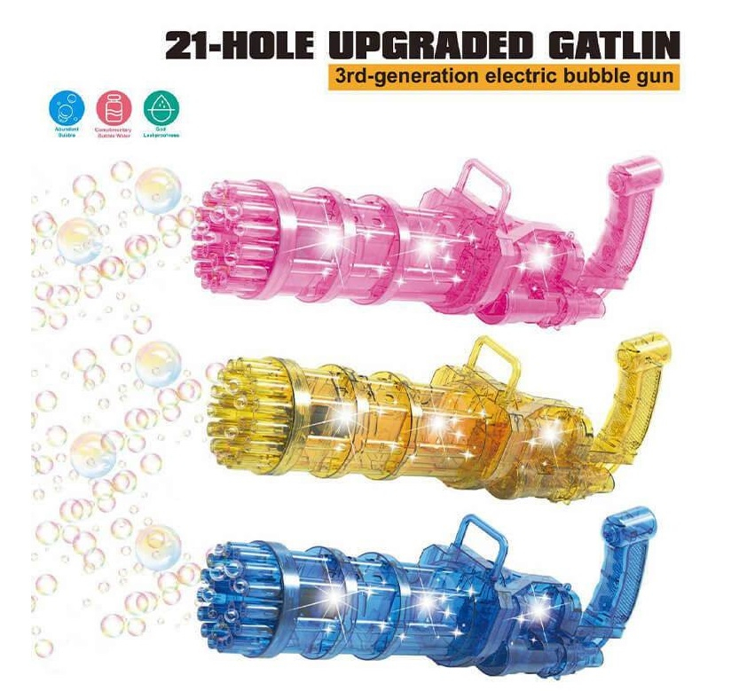 BubbleGun LED Машина за светещи сапунени балони с 21 дула, автомат за сапунени мехури | IGUANA.BG