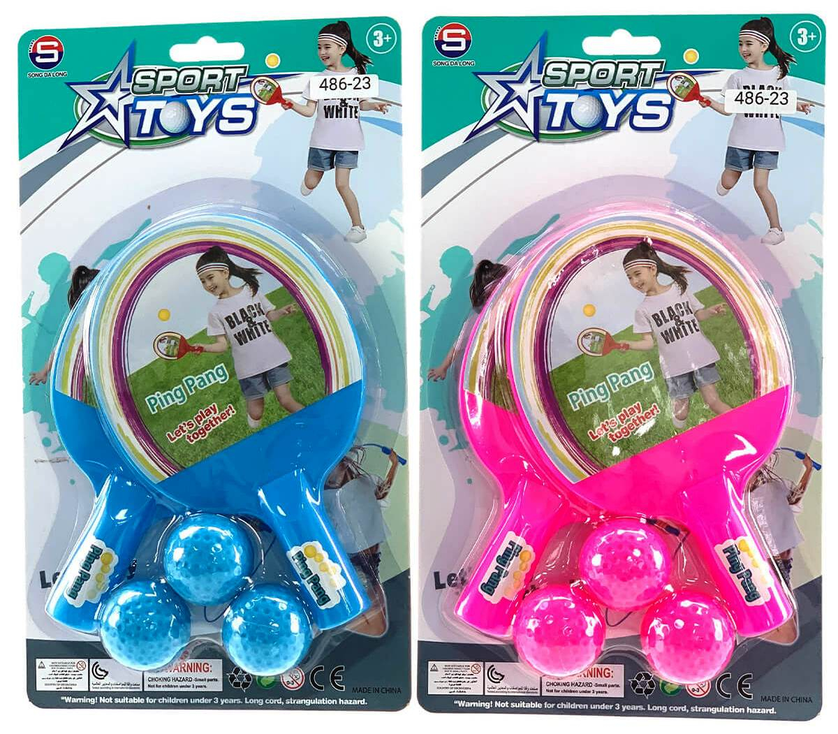 Хилки за тенис на маса с 3 топчета, два цвята