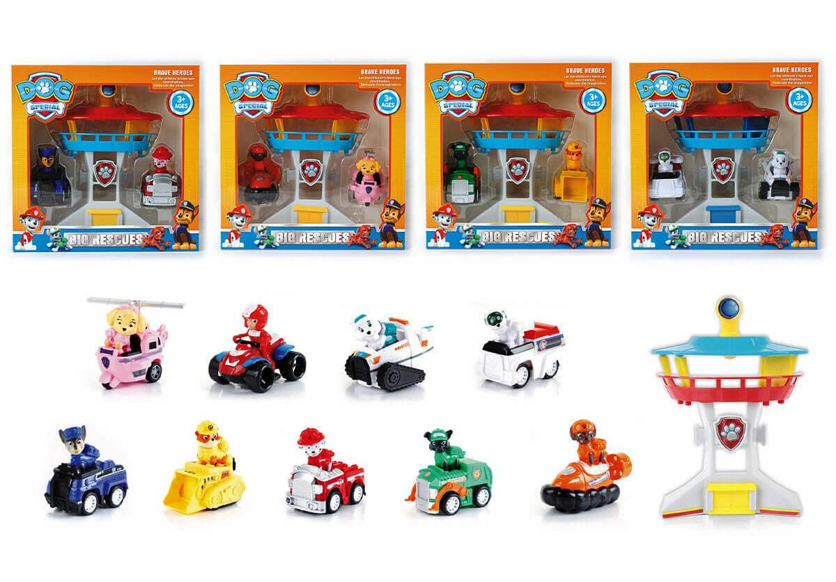 МИНИ наблюдателница с 2 кученца с подвижни крайници, наблюдателна кула, база